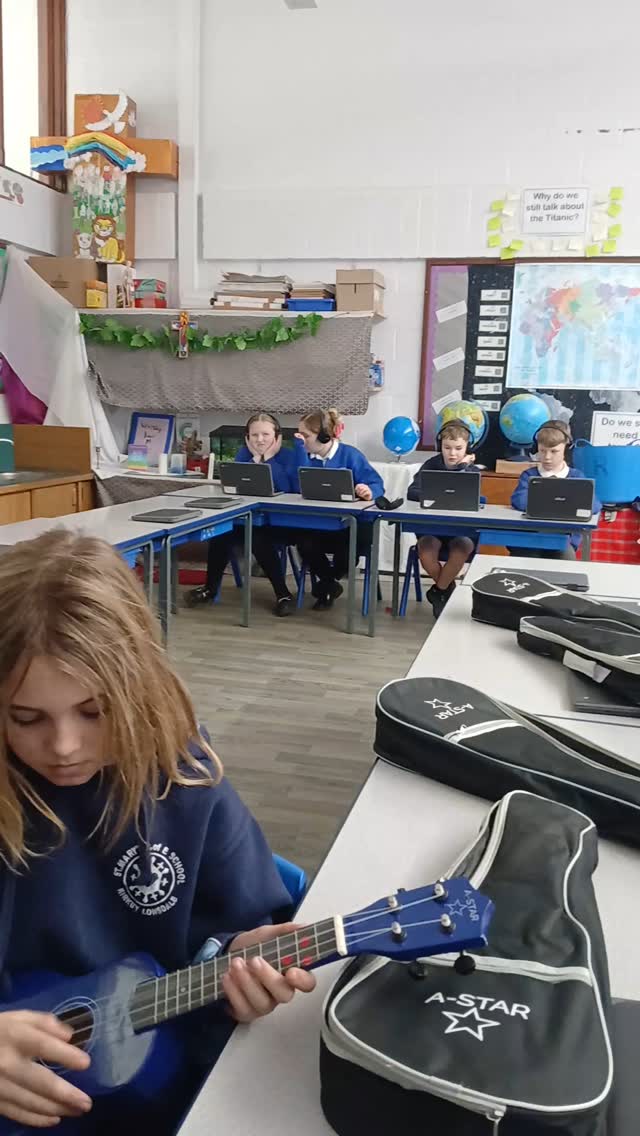 The concentrating faces of ukelele playing Y6 pupils. Good progress in a fee weeks. #ukele #music #musician